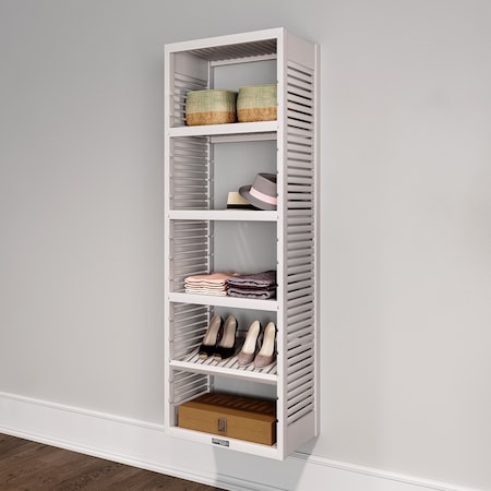 John Louis Home Solid Wood 16in. Deep Storage Tower with Shelves White JLH-300-W